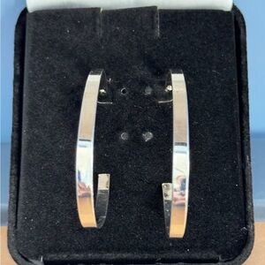Silvertone open Hoop Earrings on posts